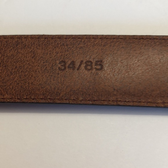 Dark Brown Solid Brass Genuine Leather Belt size 34 - Picture 10 of 12